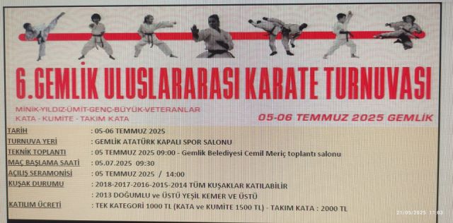 6. GEMLİK ULUSLARARASI KARATE TURNUVASI